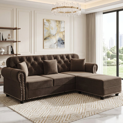 Canapé Chesterfield en velours 82,6 po
