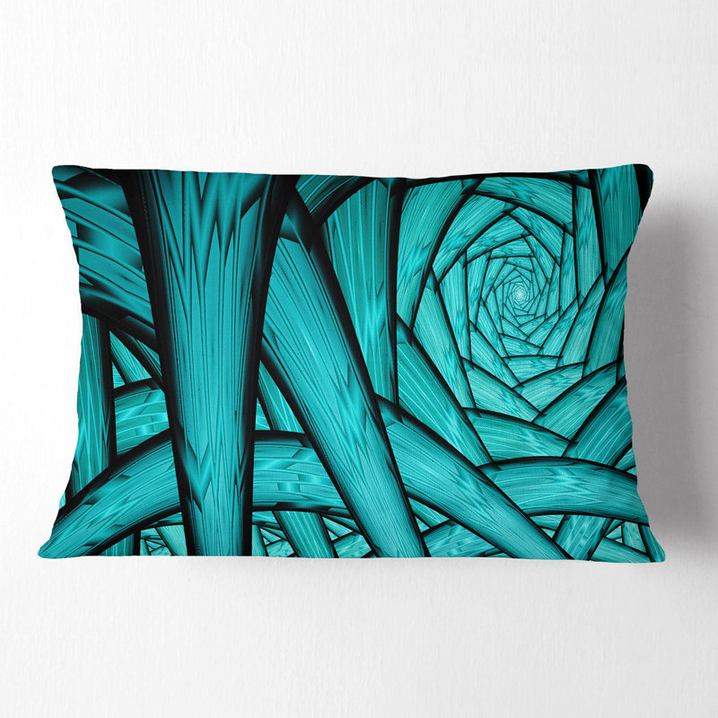 Fractal Endless Tunnel - Coussin imprimé abstrait, Turquoise