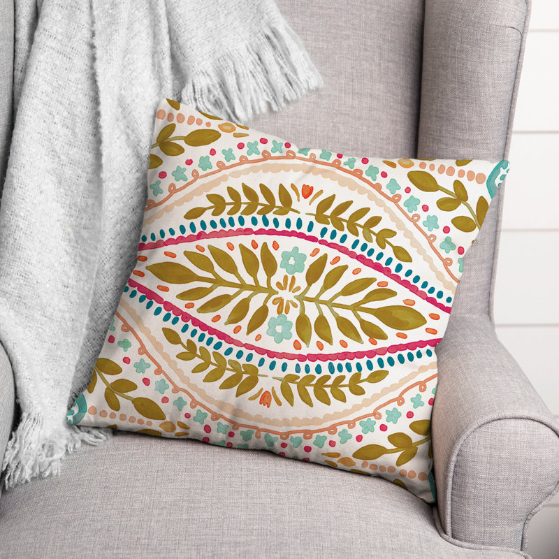 Housse et insert de coussin extérieur d'extérieur, Jaune clair, Floral 4