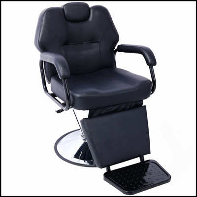 Heavy Duty Hydraulic Barber Chair With Reclining Extra Wider Seat, Ideal For Barbershops And Salons, Durable And Comfortable