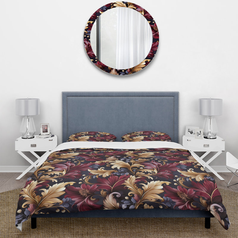Ensemble de housse de couette Damask, Housse de couette pour grand lit et 2 taies décor