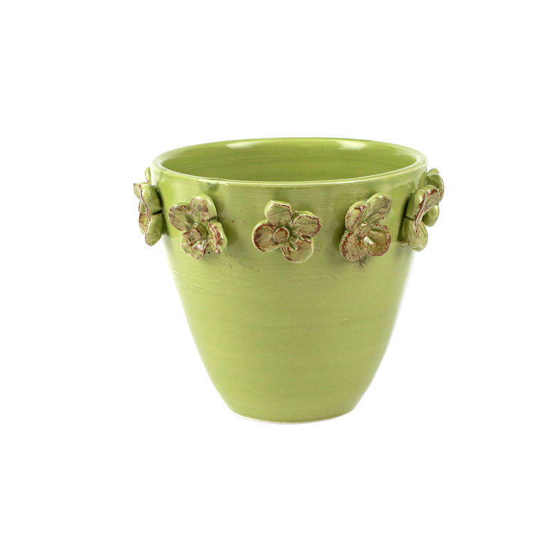 Rustic Garden Medium Cachepot, Pistachio, 5" H x 6.25" W x 6.25" D