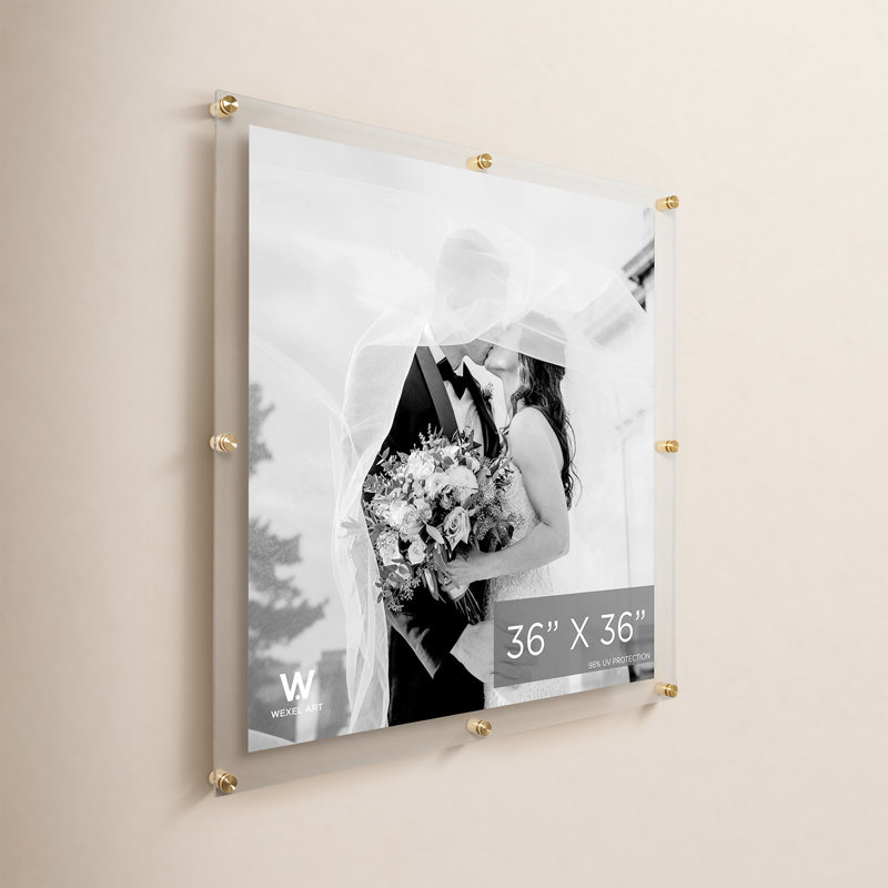 Double Panel Acrylic Picture Frame, 40" H x 40" W, Gold