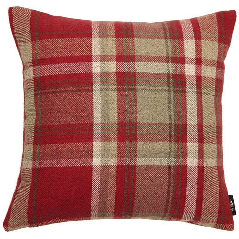 Griggs Plaid Square Cushion, 49 x 49cm, Red/White