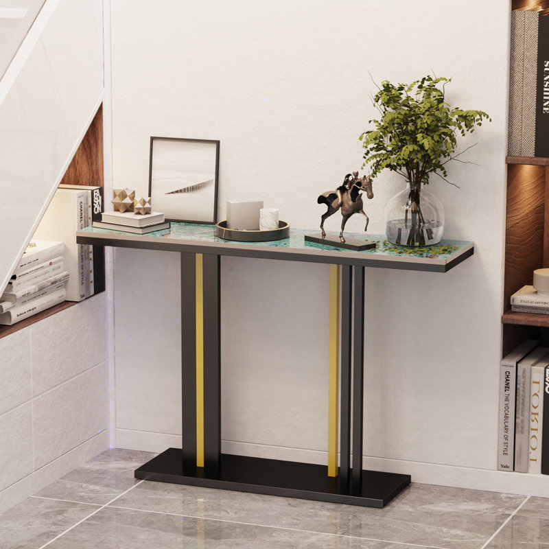 Lilesville 118cm Marble Top Console Table, Green