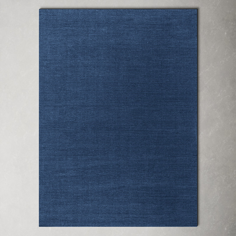 Crowe Handmade Wool Dark Blue Area Rug, Rectangle 2' x 3'