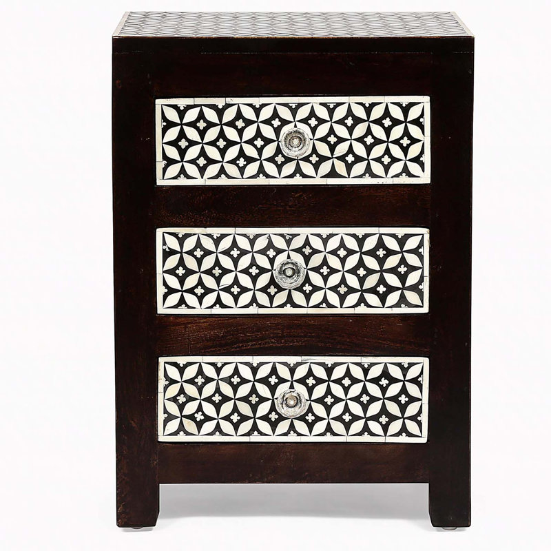 Table de chevet 3 tiroirs en bois