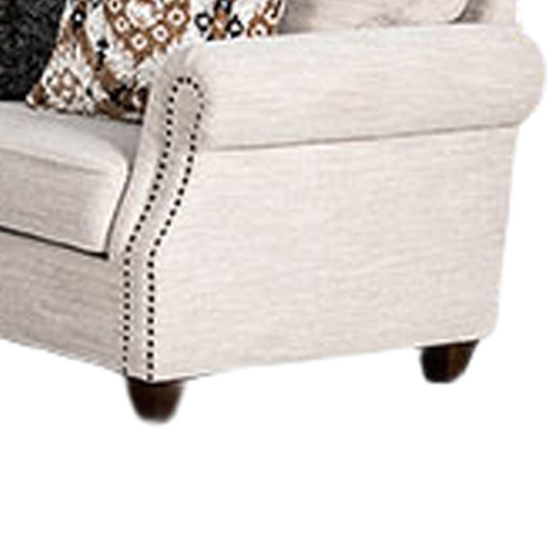 Causeuse Serra, 4 coussins décoratifs, polyester grège clair de 67 po