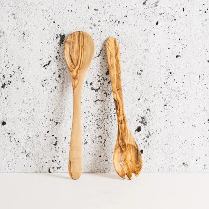 Olive Wood Utensils Serving Set