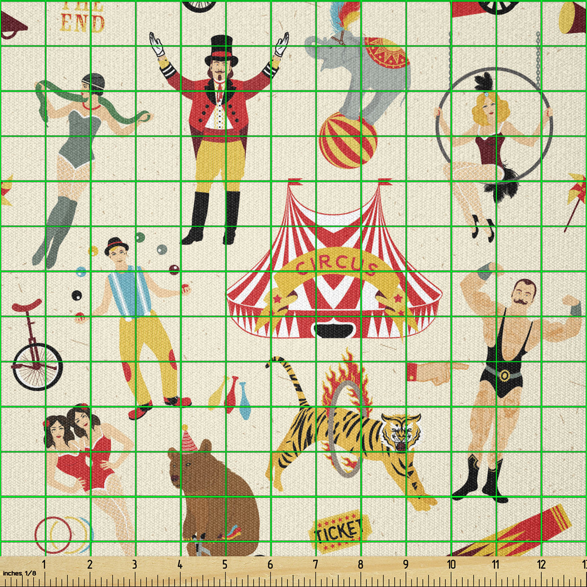 East Urban Home Circus Fabric By The Yard, Colorful Retro Circus As ...