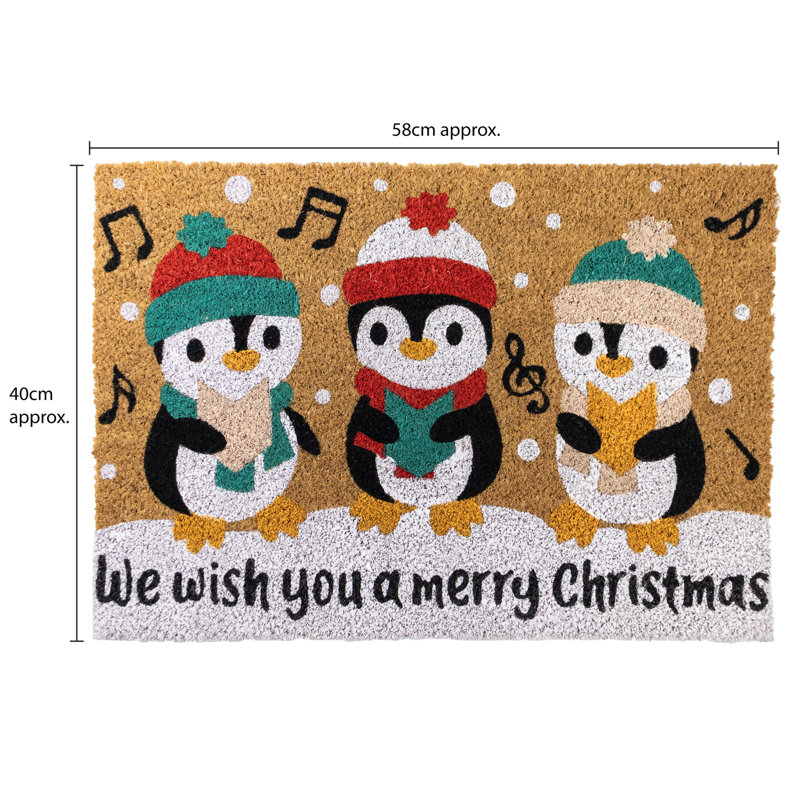  Latex Christmas Coir - 40x58cm - Penguins