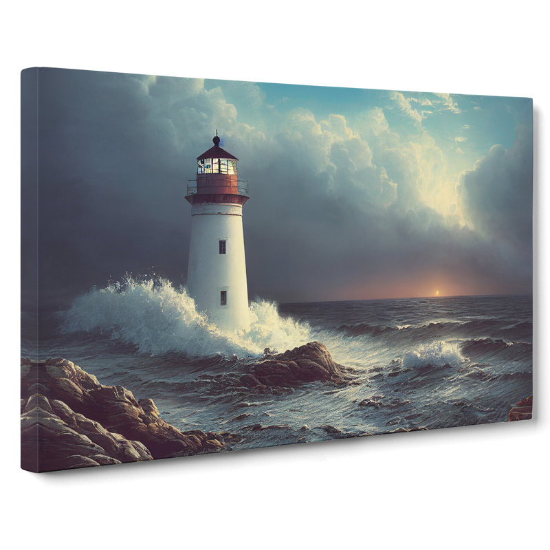 Interesting Lighthouse Seascape - Wrapped Canvas, 40cm H x 60cm W