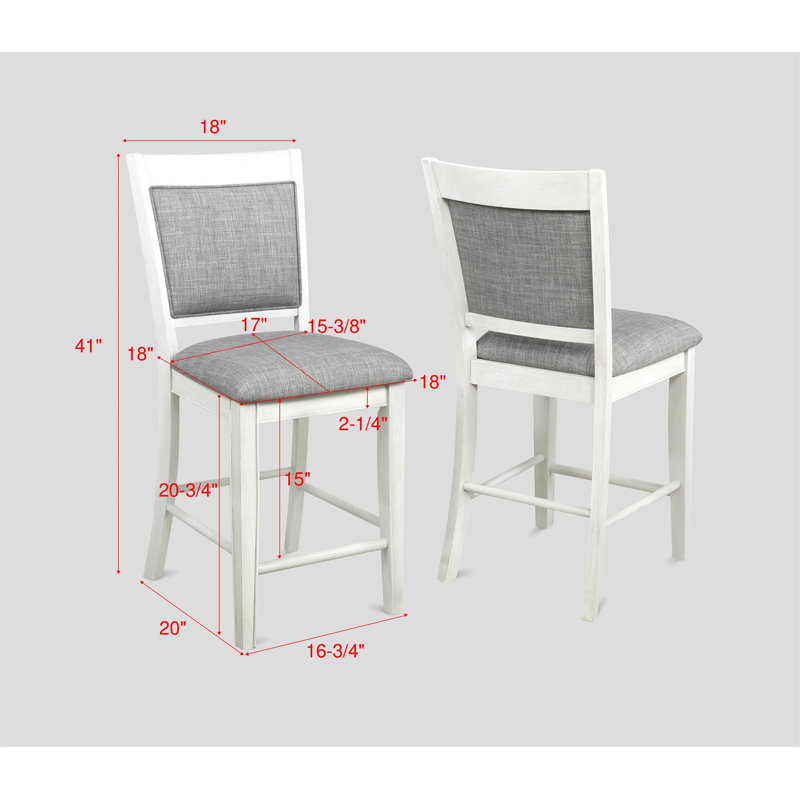  Tabouret de bar à hauteur de comptoir Taffi, Gris, Blanc / Blanc
