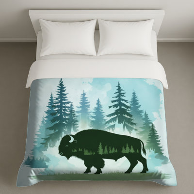 Bison en forêt, housse de couette