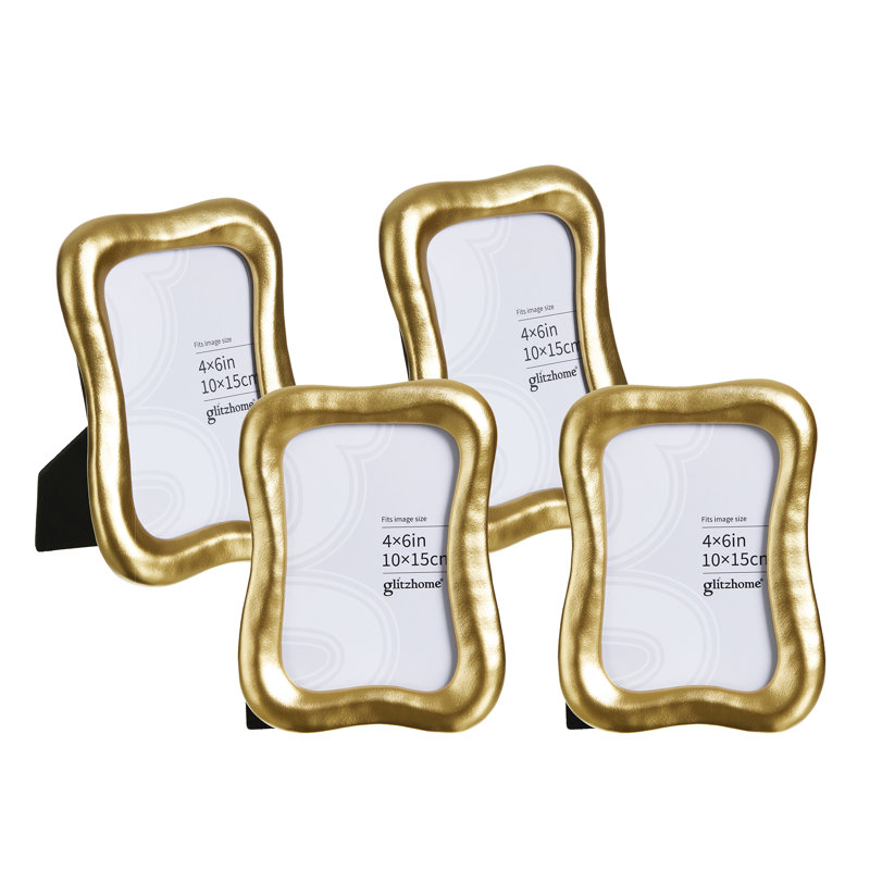 4 Pieces Vintage Gold Resin Tabletop Picture Frames-4X6