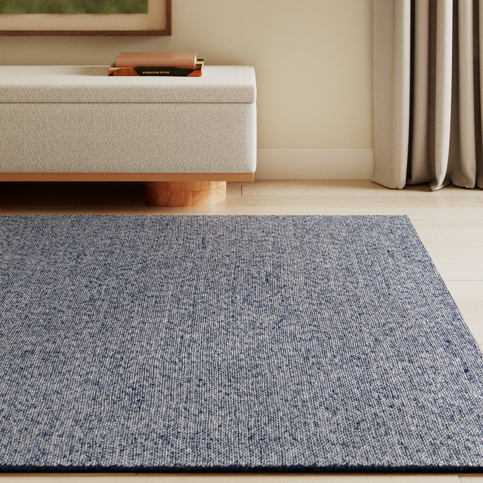 Tariah Wool Blue Rug, Rectangle 6' x 9'