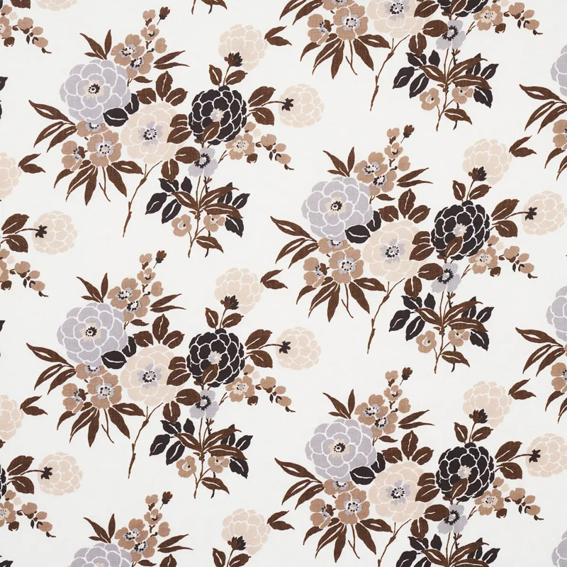 Tissu floral Valentina, Brun