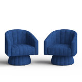 Upholstered Oversize Swivel Armchair (Set Of 2)