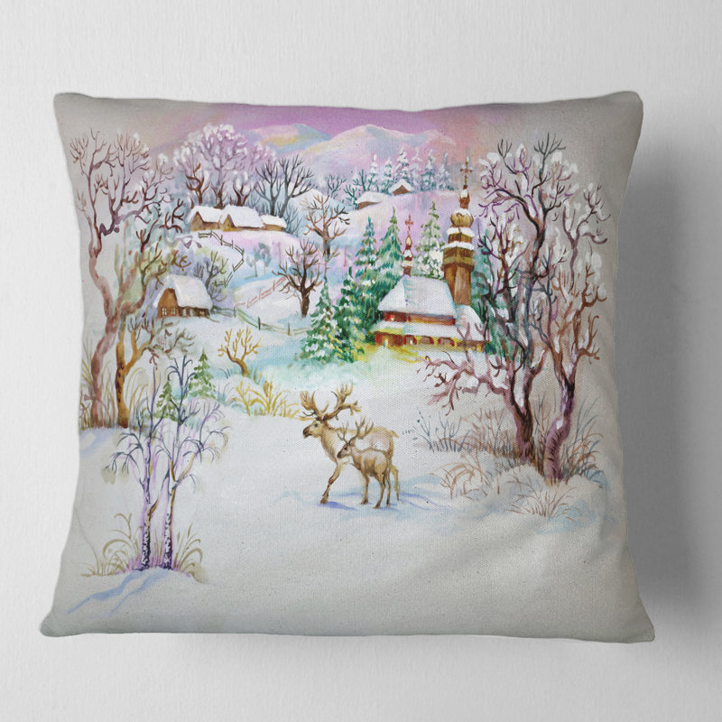 Hiver Winter Life - coussin traditionnel imprimé, 18" x 18"