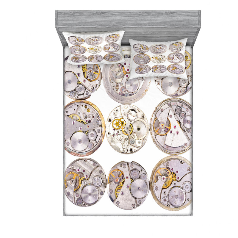 Ensemble de literie clockwork réparation de montres, Ensemble de draps pour lit double avec 2 taies d'o