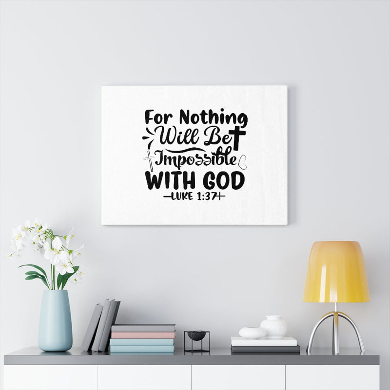 Nothing Impossible Black Luke 1:37 - Wrapped Canvas Print, 28cm H x 36cm W