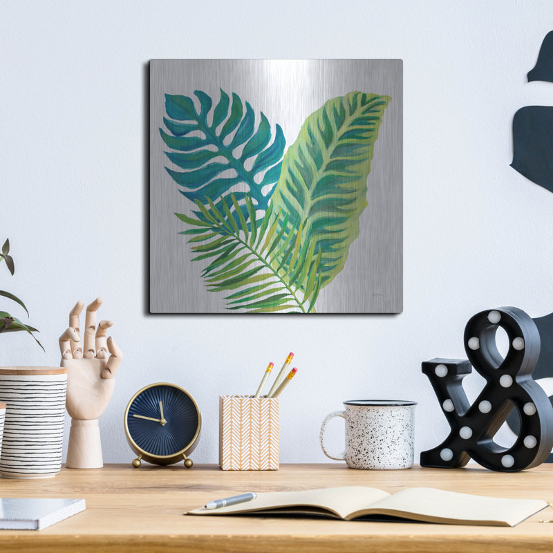 «Coconut Palm V1» par Mary Urban, art mural en métal, 12 po x 12 po