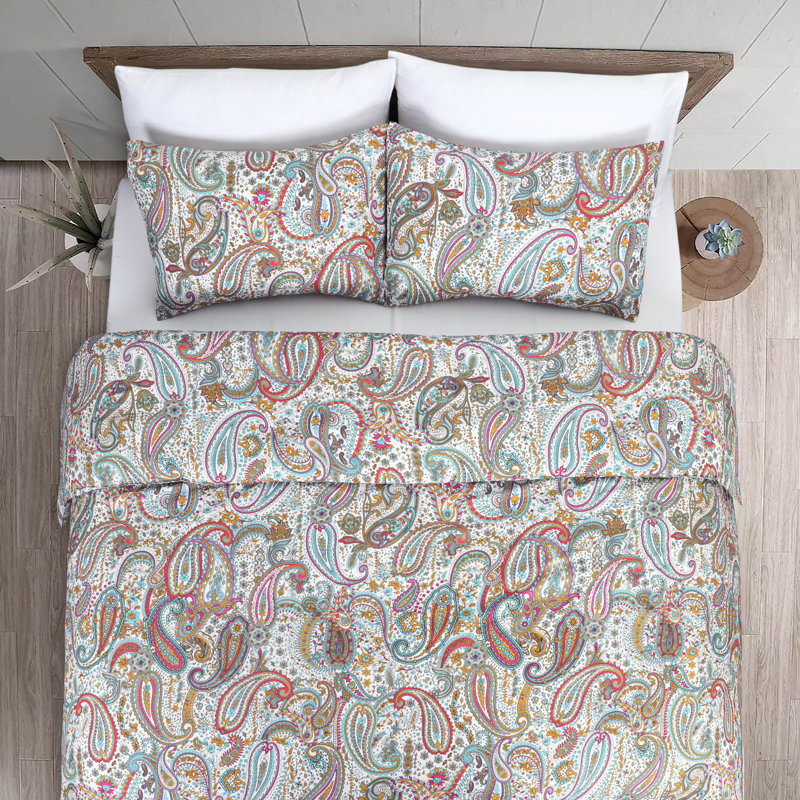Paisley Reversible Full Microfiber Comforter Set in Multicolor