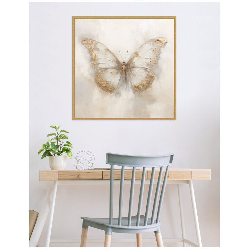 «Butterfly Neutral 2» par Rochelle, reproduction d'art sur toile encadrée