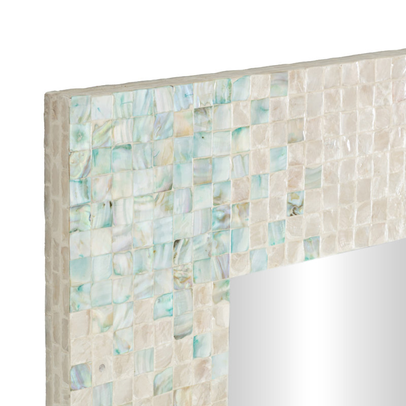 Miroir mural en nacre bleu, 35,5 po x 47,75 po 