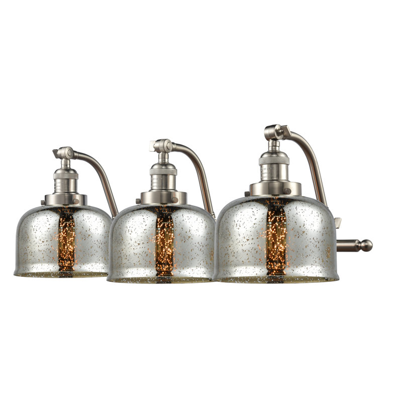 Éclairage pour salle de bain 3 lumières Plumlee, Nickel satiné brossé, Argent mercuré plaqué, Ampoule DEL 6 watts Vinage