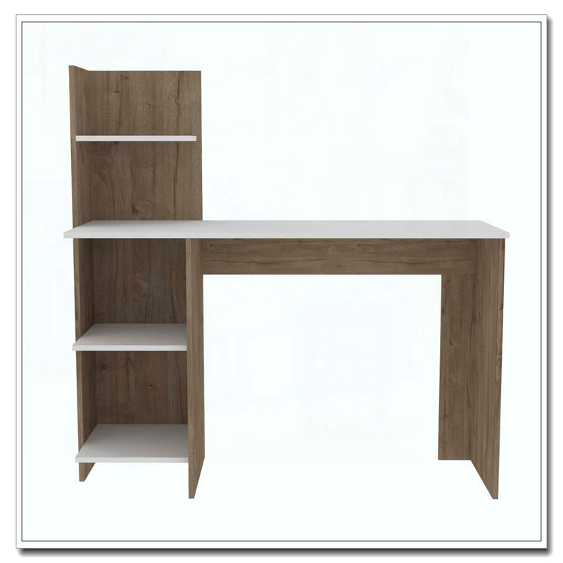 White and Pine 4-Shelf Writing Desk