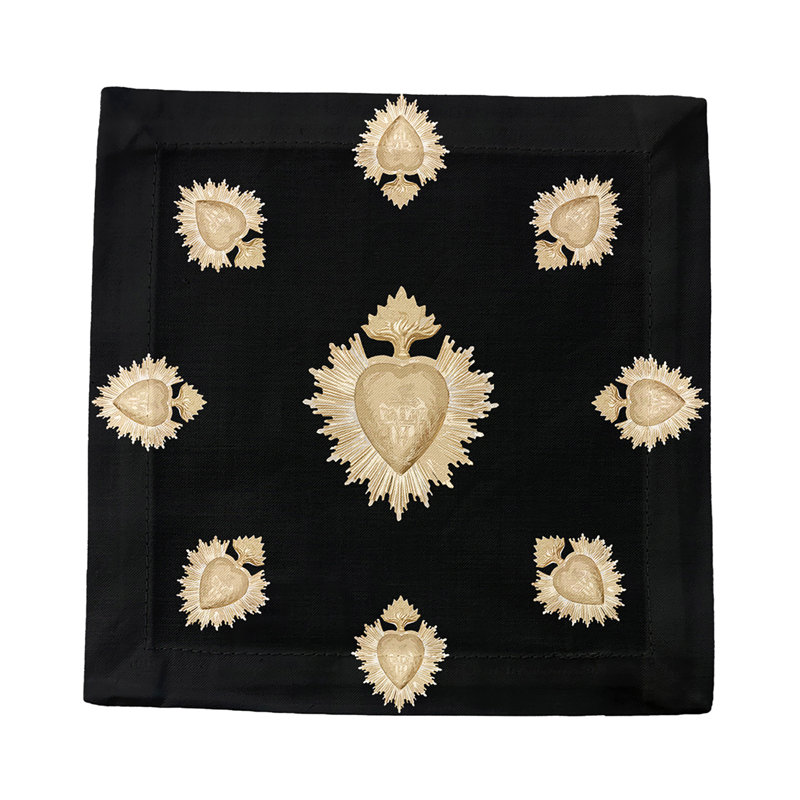Ex Vote Cotton Sateen Cocktail Napkins, Black