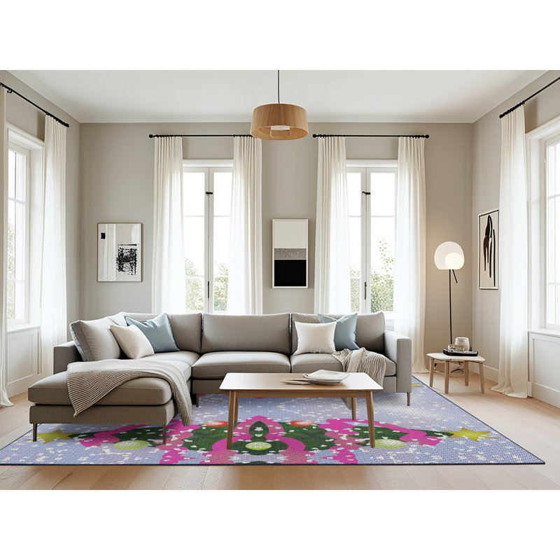 Rose/vert Tapis décoratif pheeney, Rectangle 8 pi x 12 pi