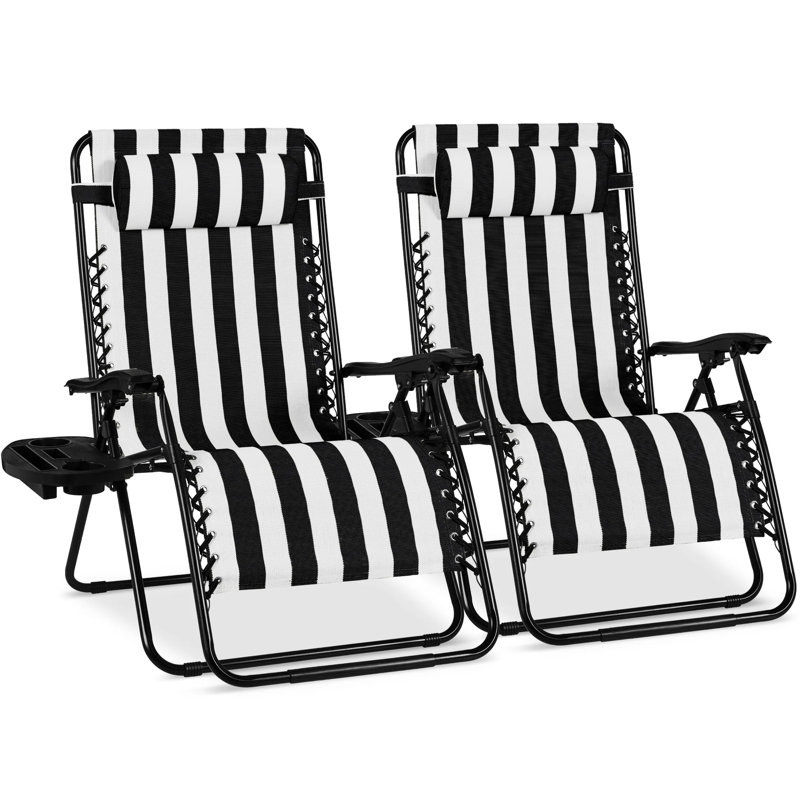 Set Of 2 Zero Gravity Patio Chair, Black Striped