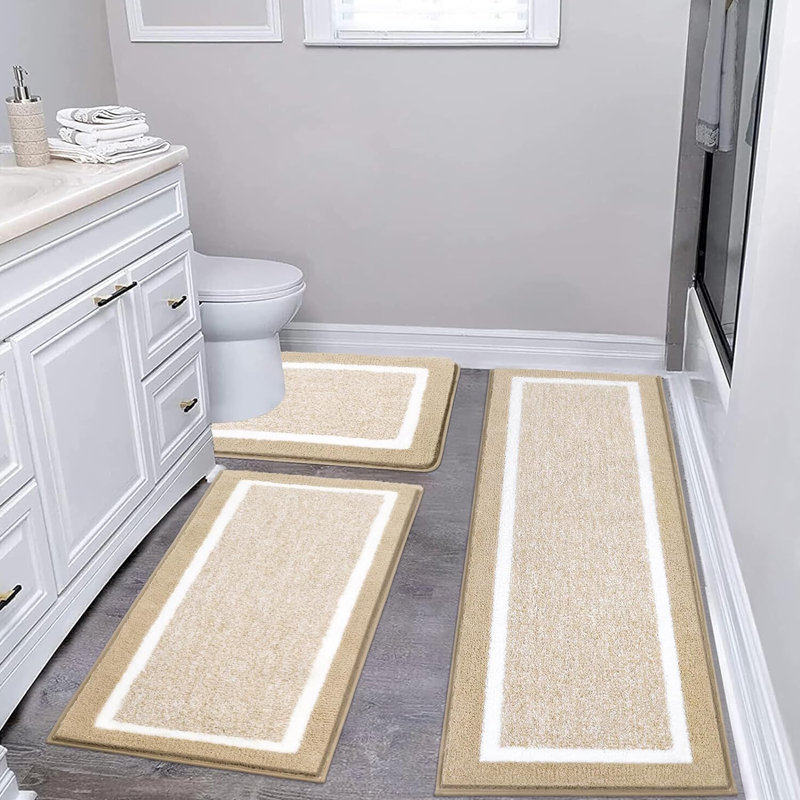 Poly Twill Non-Slip Bath Rug, Beige