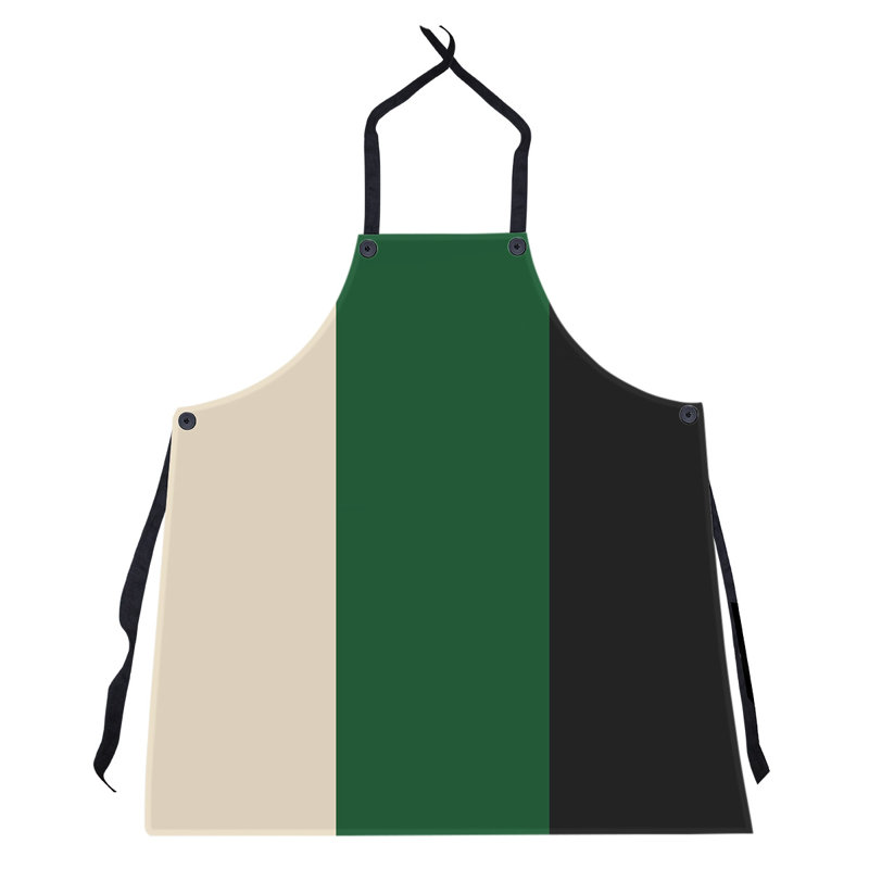 No Pattern Bib Apron, Cream/Green/Black