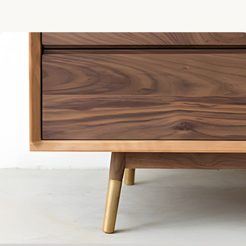 Simple solid wood black walnut TV cabinet