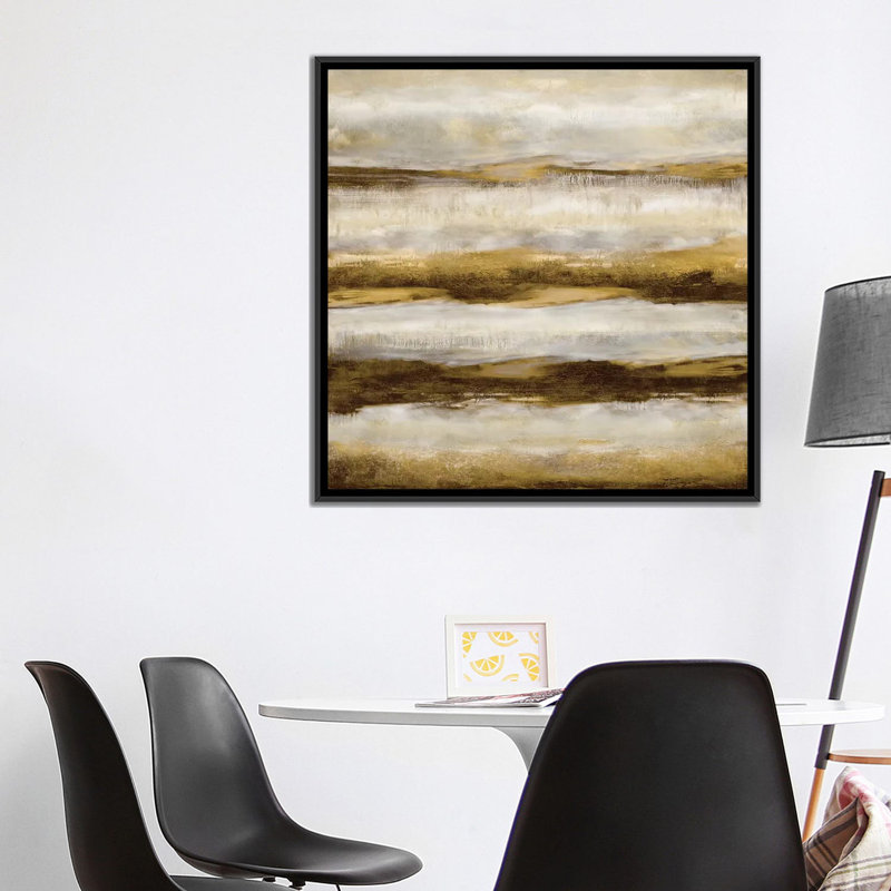 «Linear Motion in Golden», reproduction sur toile, H 18 po x l 18 po x P 1,5 po, Toile encadrée noire, Pas de tapis