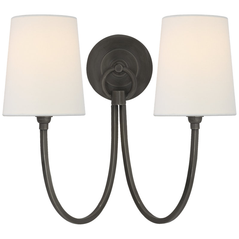 Thomas O'Brien Reed Double Sconce, Bronze, Fabric