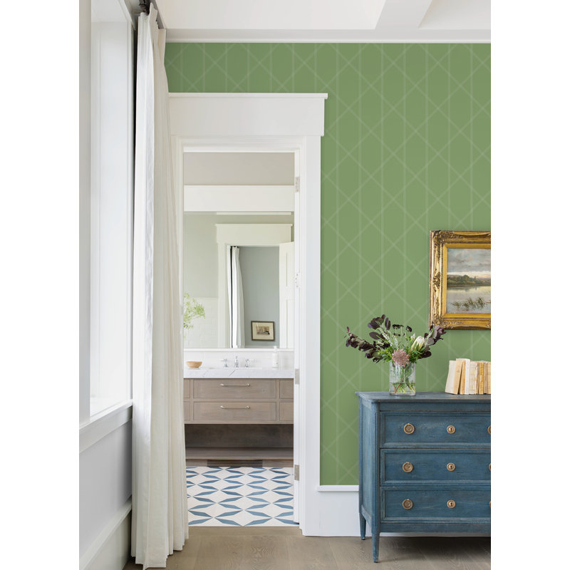 Geometric Wallpaper Double Roll, Light Green