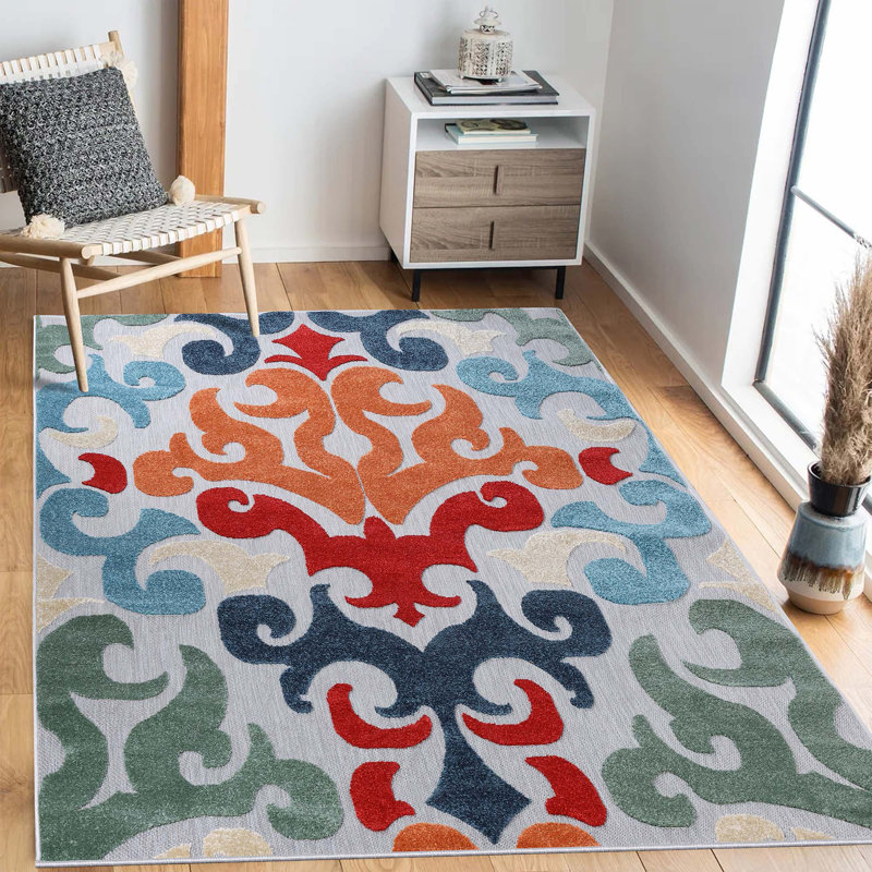 Tapis intérieur damassé rétro Diflumera Aldaine, Rectangle 8 pi x 10 pi