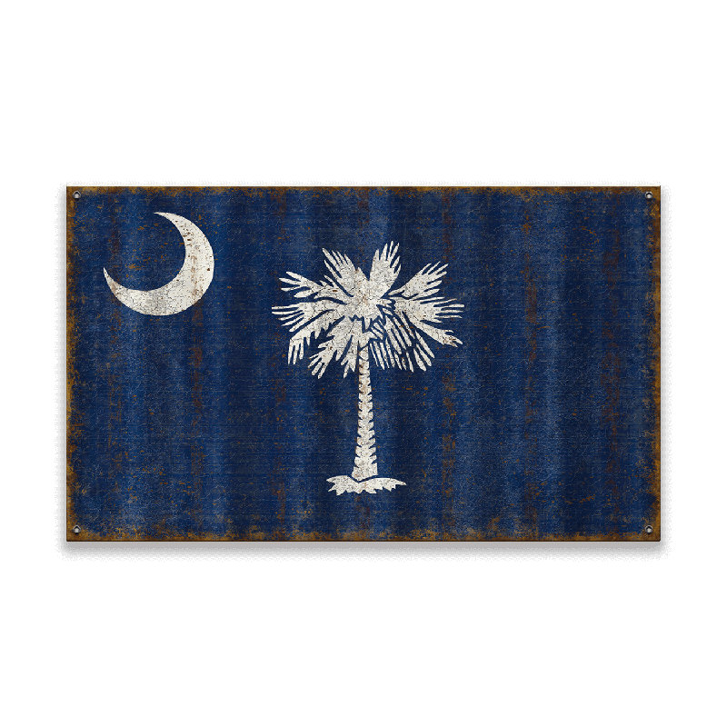 Décoration murale Retro State Pride: drapeau en aluminium vieilli, South Carolina