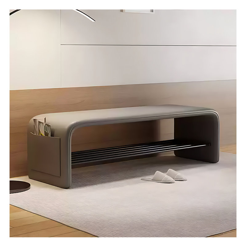 6 Pair Shoe Storage Bench, Gray,  15.74'' H X 47.24'' W X 13.77'' D