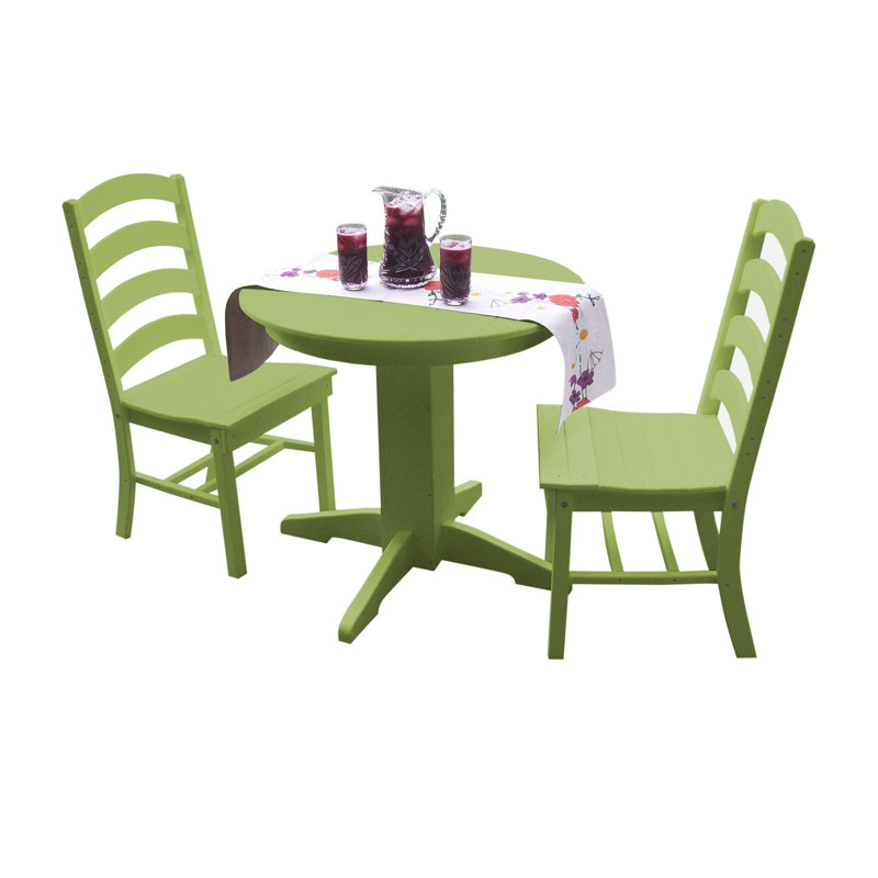  Ensemble de salle à manger d'extérieur en poly 3 pièces Josie, Lime tropicale