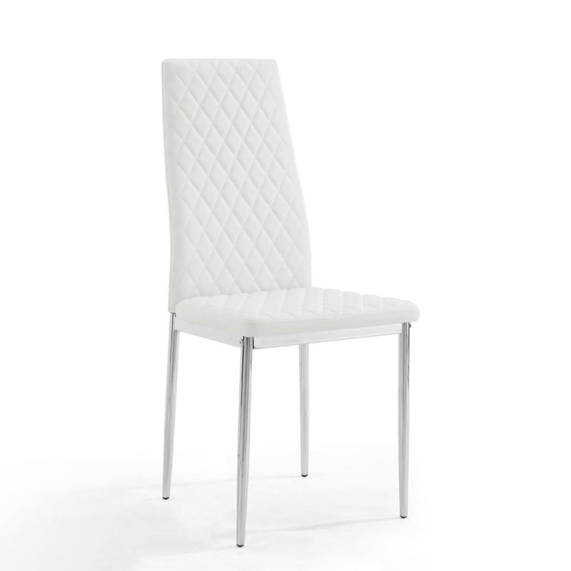 Dannah 48cm H Upholstered Upholstered Back Side Chair, 6, White, Chrome