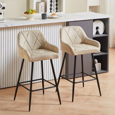 Vintage Suede Bar Stools with Armrest