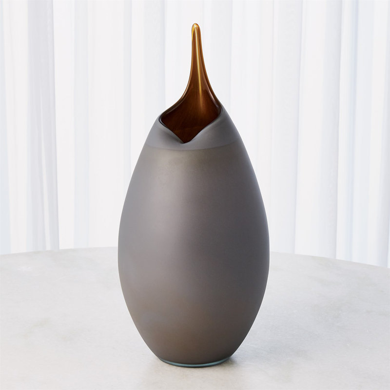 Frosted Vase w/Amber Casing, 18.25" H x 7.25" W x 7.25" D, Gray