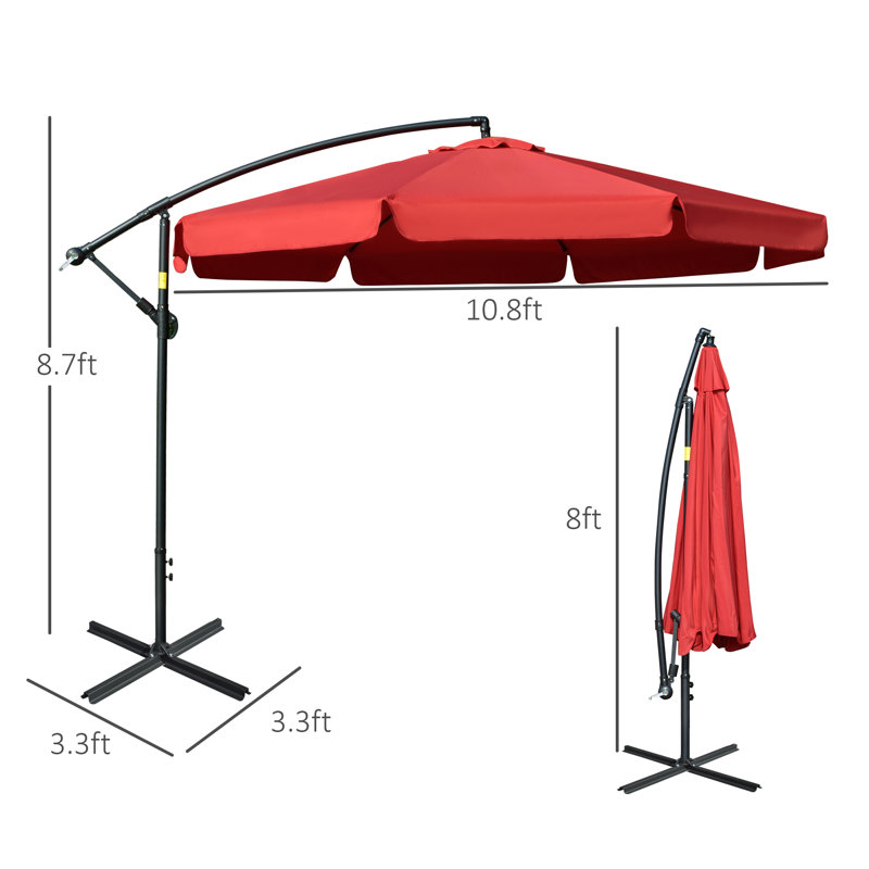 Parasol suspendu en porte-à-faux décalé Hemion 11FT, Rouge