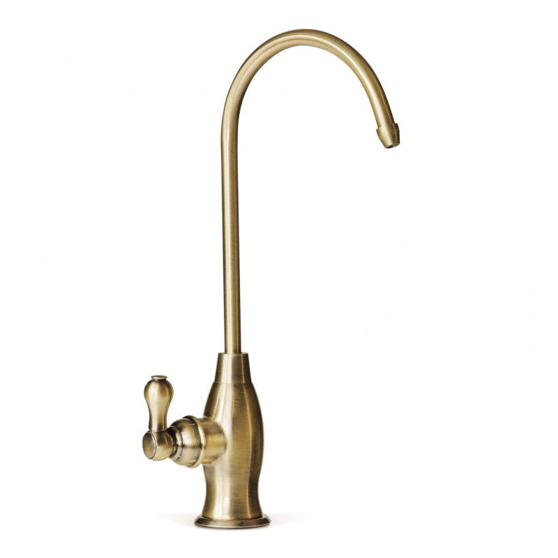 iSpring GK1-AB Lead-Free Faucet for RO System and Drinking Water Filtration Systems, Contemporary Coke-Shaped Style, High Spout, Antique Brass Finish