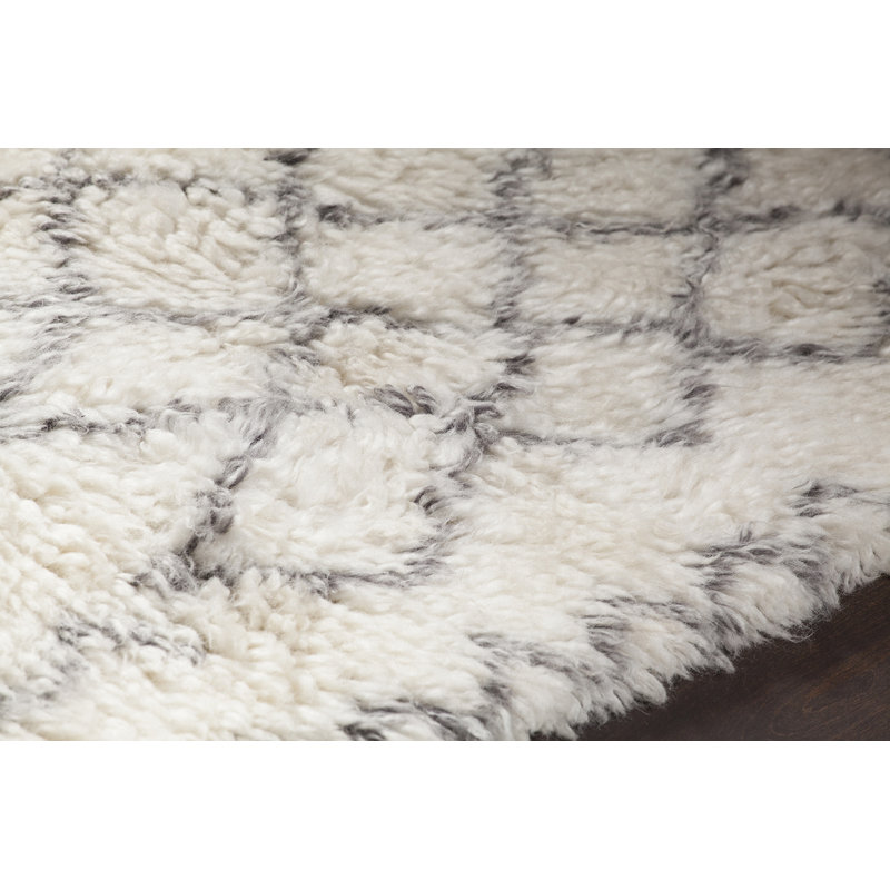Jeri Hand Knotted Wool Geometric Area Rug, Rectangle 5' x 7'6"
